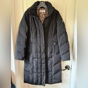 Calvin Klein Black Puffer Coat with Leopard Lining